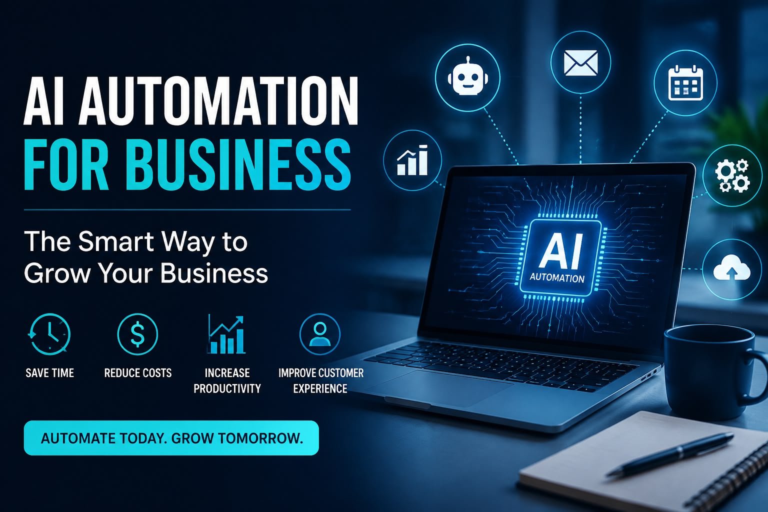 AI automation for business on a laptop